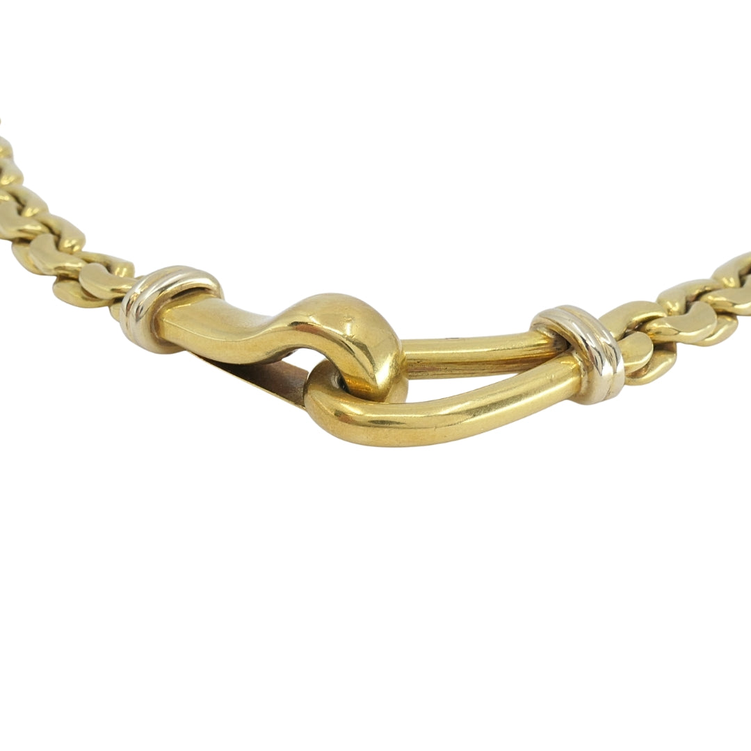 Vintage Italian 18k Gold Link Necklace Sculpted Front Element