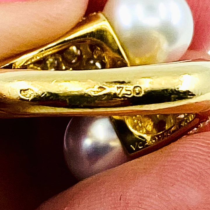 Van Cleef & Arpels Toi Et Moi 18k Gold Pearl Diamond Ring