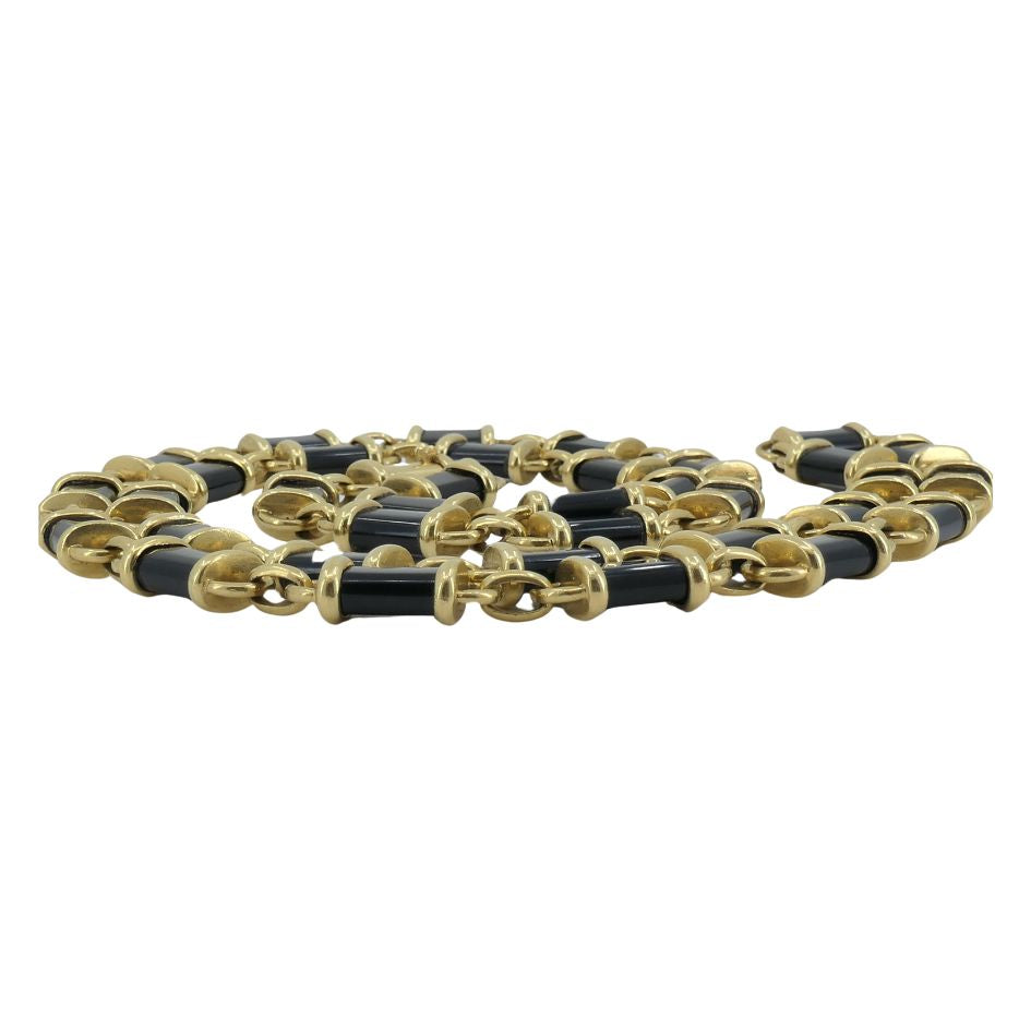 Van Cleef & Arpels 18k Gold Onyx Chain Link Necklace