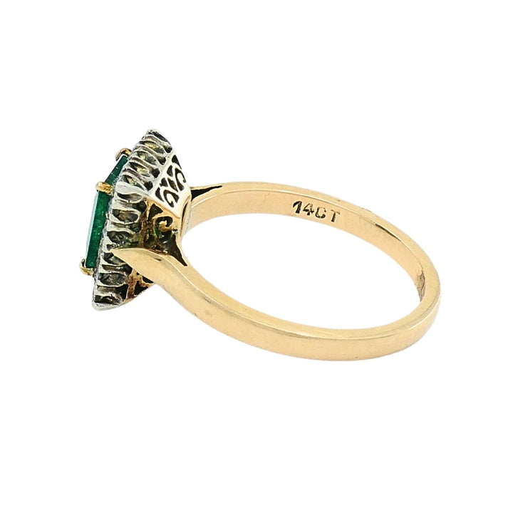 Emerald Ring Vintage 14k Gold Diamond