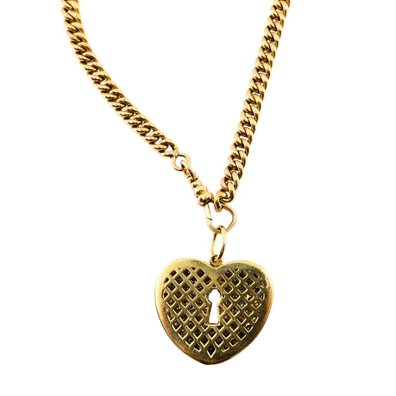 Vintage 14k Gold Diamond Heart Pendant & 10k Gold Chain Necklace