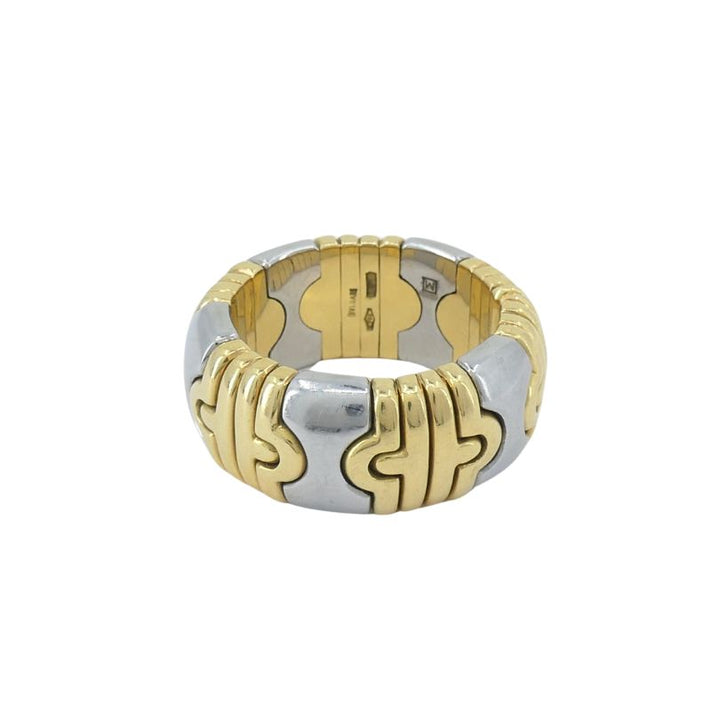 Vintage Bulgari Parentesi 18k Gold Steel Ring