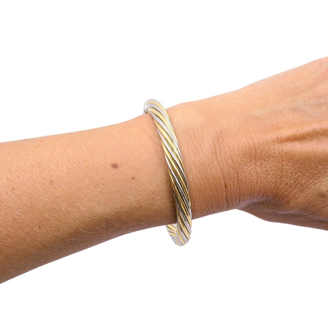 Van Cleef & Arpels Twisted Two-Tone 18k Gold Bangle Bracelet, 1970s