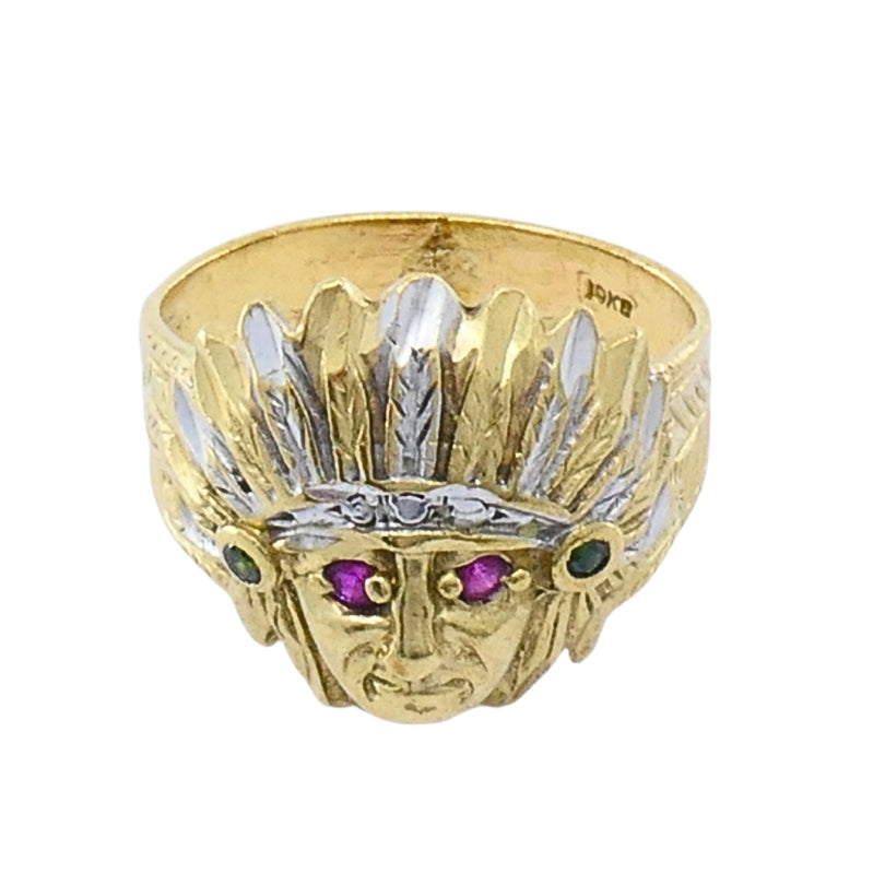 Vintage 10k Gold Native American Headdress Ring