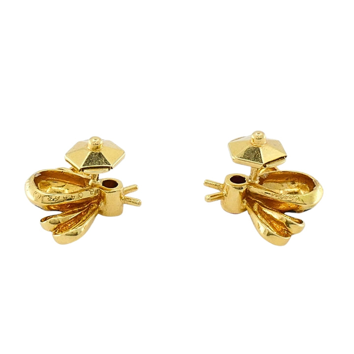 Cartier 18k Gold Bee Stud Earrings Ruby Diamond Accents