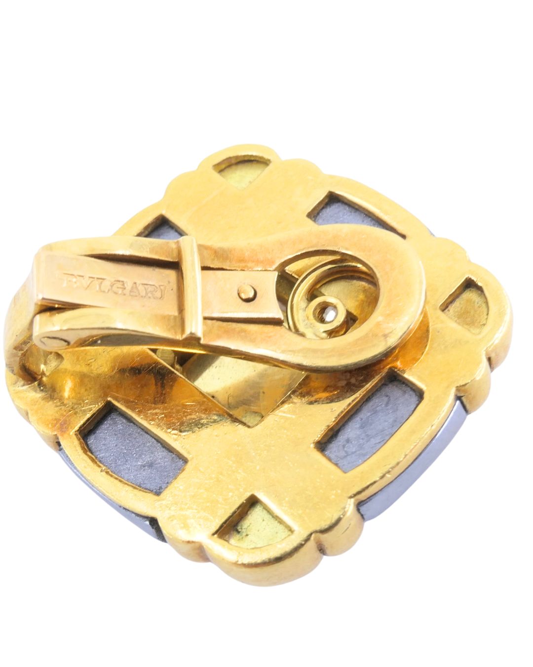 Bvlgari Bulgari Pyramid Collection 18k Gold Hematite Clip-On Earrings