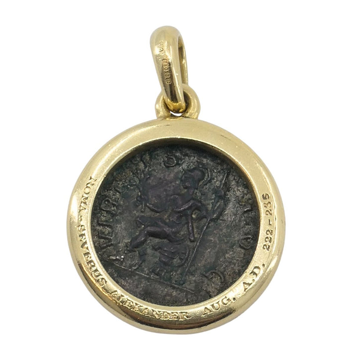 Vintage Bvlgari 18k Gold Ancient Coin Monete Bulgari Pendant