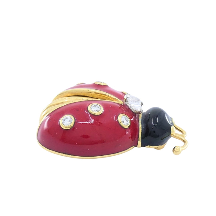 Oscar Heyman 18k Gold Diamond Enamel Ladybug Brooch