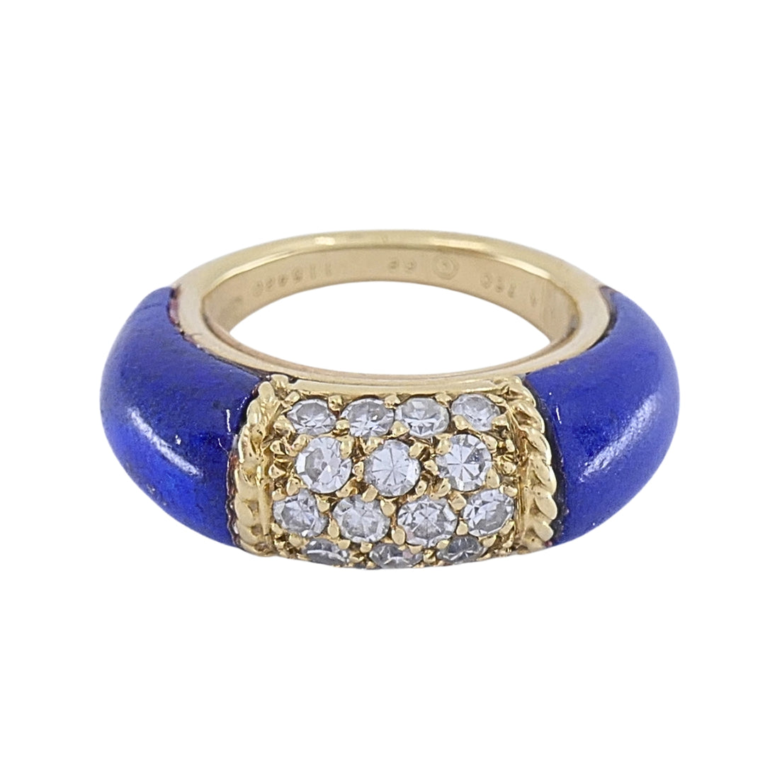 Van Cleef & Arpels Philippine 18k Gold Lapis Lazuli Diamond Ring, 1968