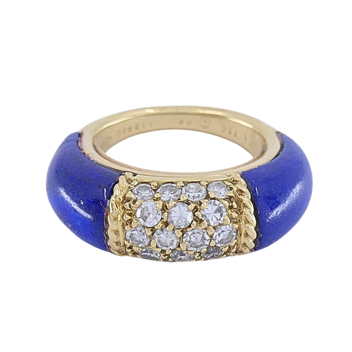 Van Cleef & Arpels Philippine 18k Gold Lapis Lazuli Diamond Ring, 1968