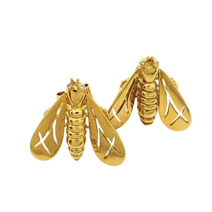 Chaumet 18k Gold Diamond Bee Earrings
