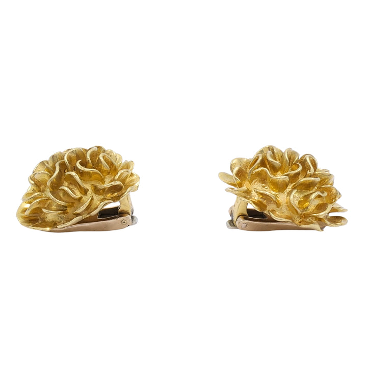 Vintage Kutchinsky 18k Gold Floral Cluster Clip-On Earrings, London