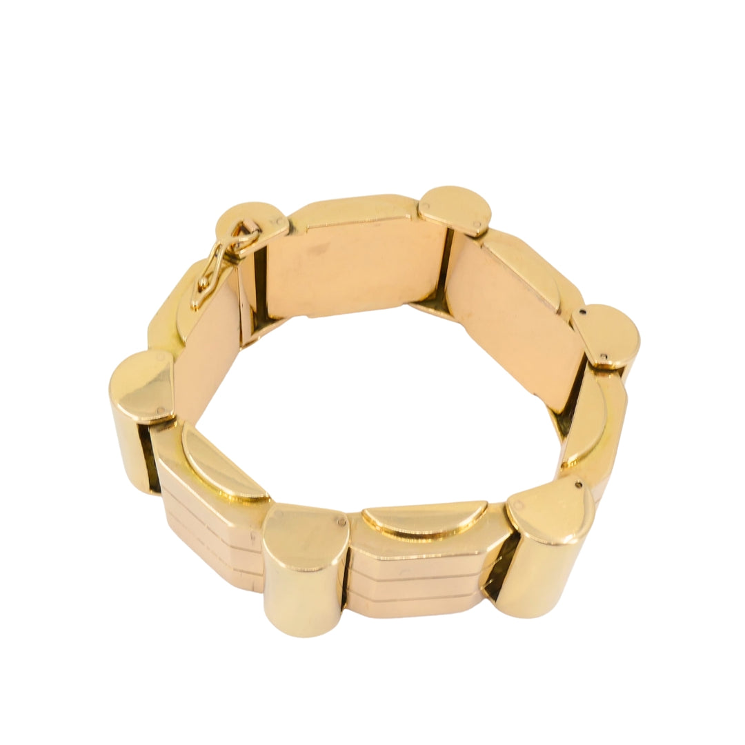 Retro French Tank Bracelet 18k Rose Yellow Gold