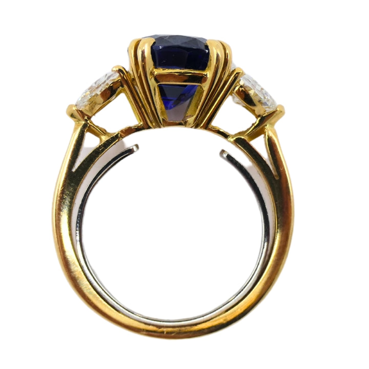 Adler Ring 18k Gold Sri Lanka Sapphire GRS Report Heart Shaped Diamond