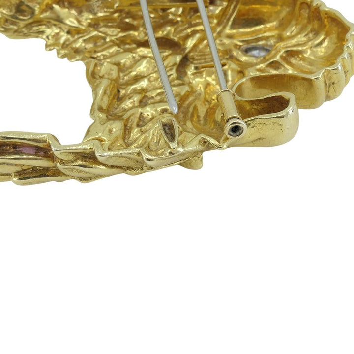 David Webb Lion Leo 18k Gold Diamond Astrological Pin Brooch