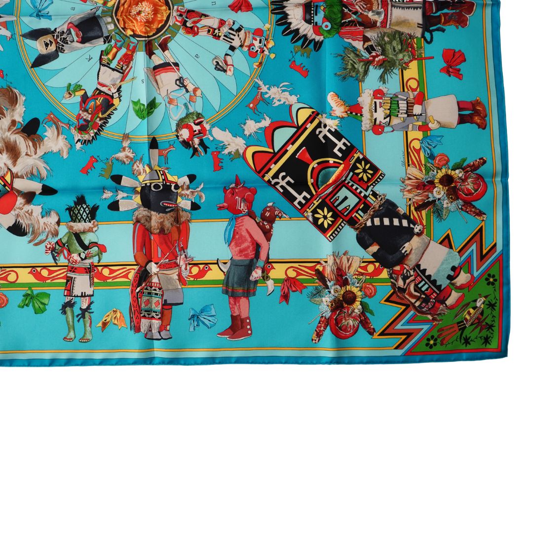 Hermès Paris 'Kachinas' Silk Scarf by Kermit Oliver