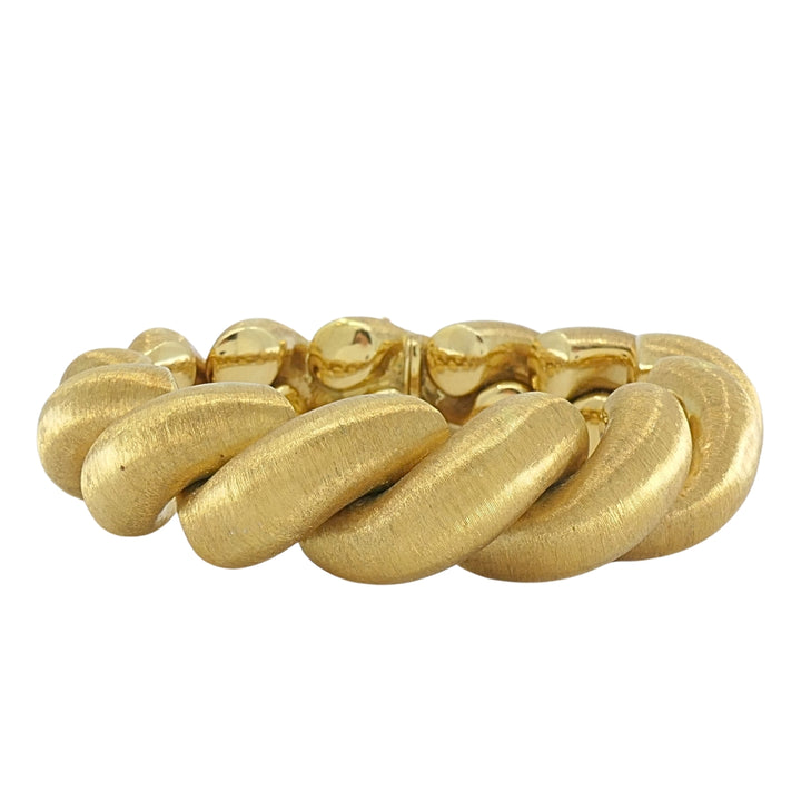 Vintage Italian 18k Gold Textured San Marco Style Link Bracelet