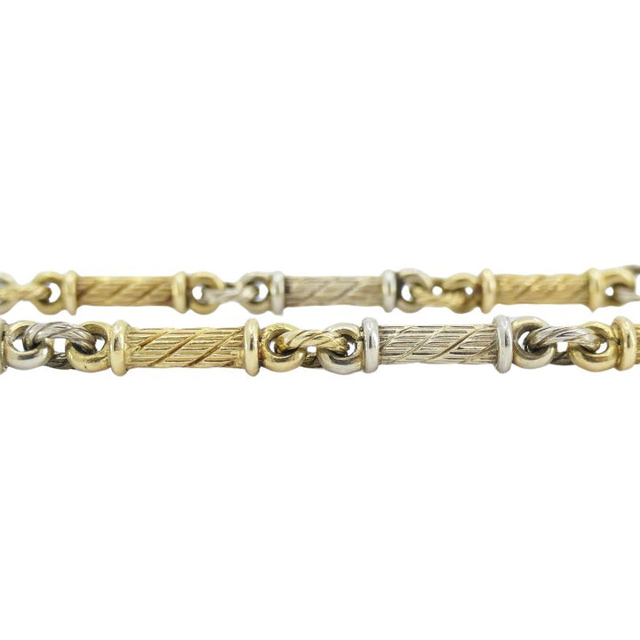 Vintage Gübelin 18k Two-tone Gold Barrel Link Chain Necklace