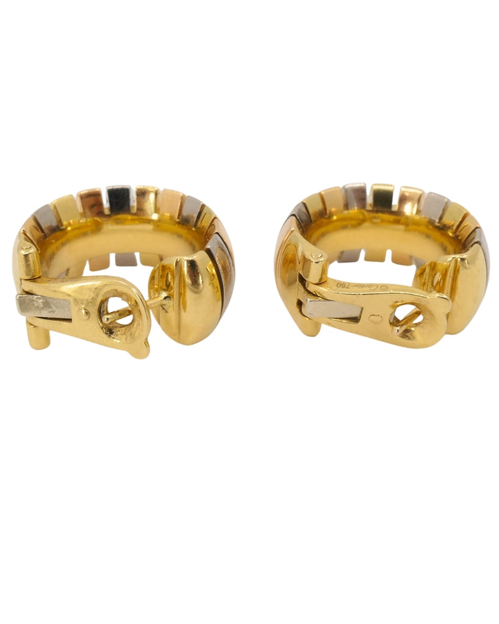 Cartier Hoop Earrings Tubogas Design 18k Tri-Color Gold