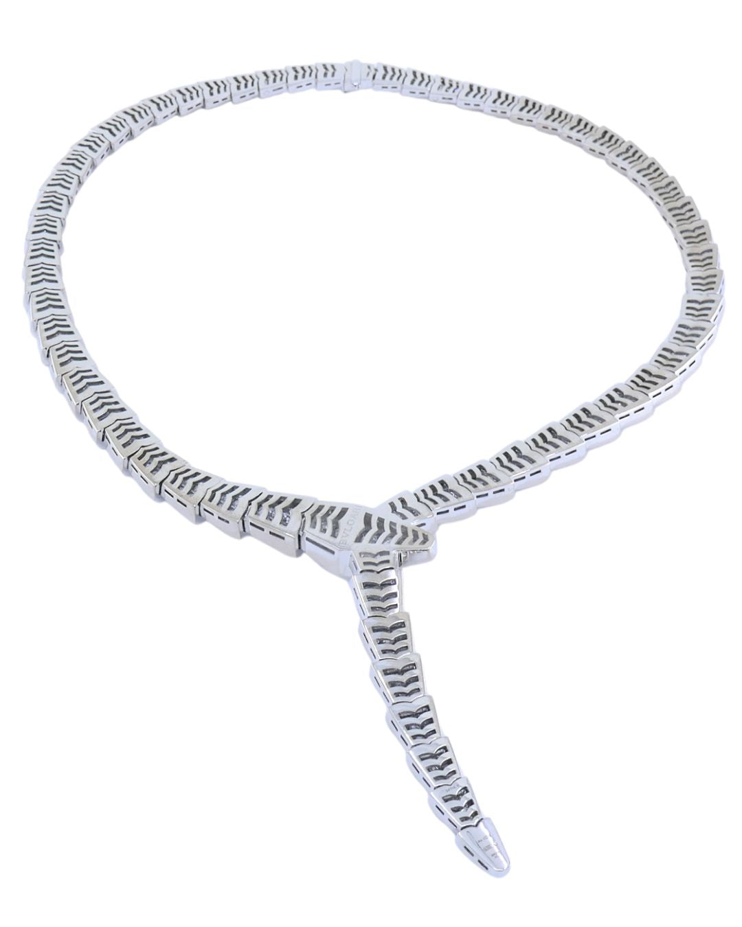 Bvlgari Bulgari Serpenti Viper Necklace 18k White Gold Diamond Drop Necklace Original Box
