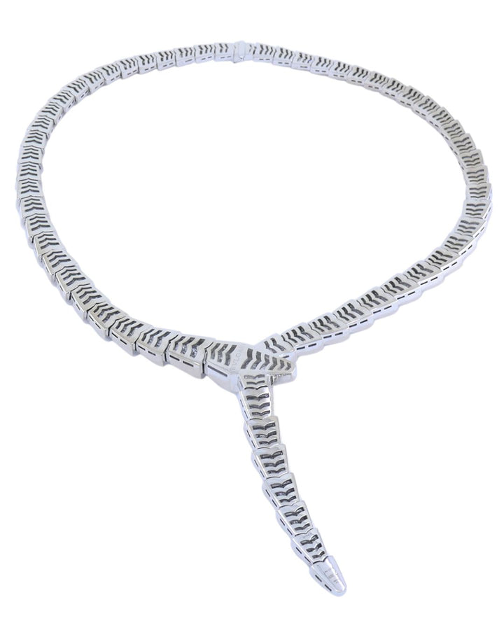 Bvlgari Bulgari Serpenti Viper Necklace 18k White Gold Diamond Drop Necklace Original Box