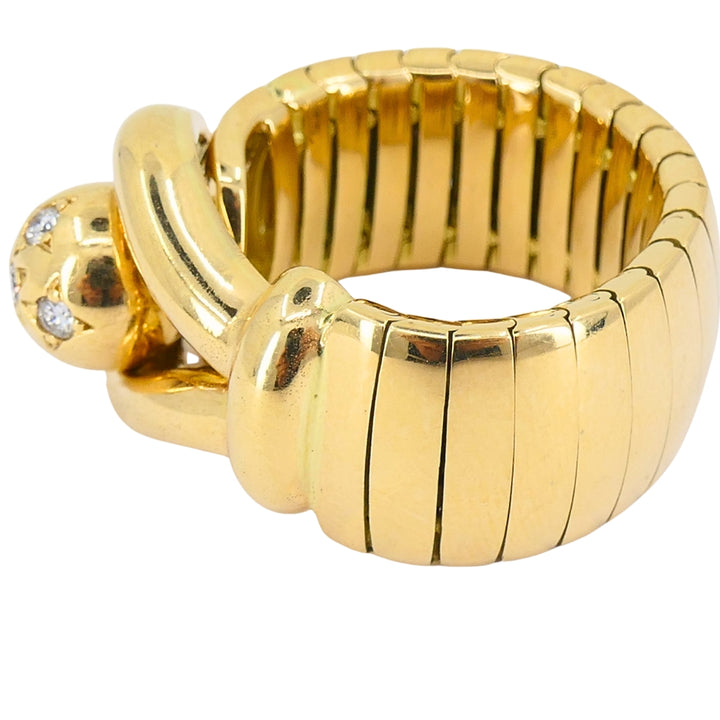 Vintage Chaumet Paris 18k Gold Buckle Ring Diamonds