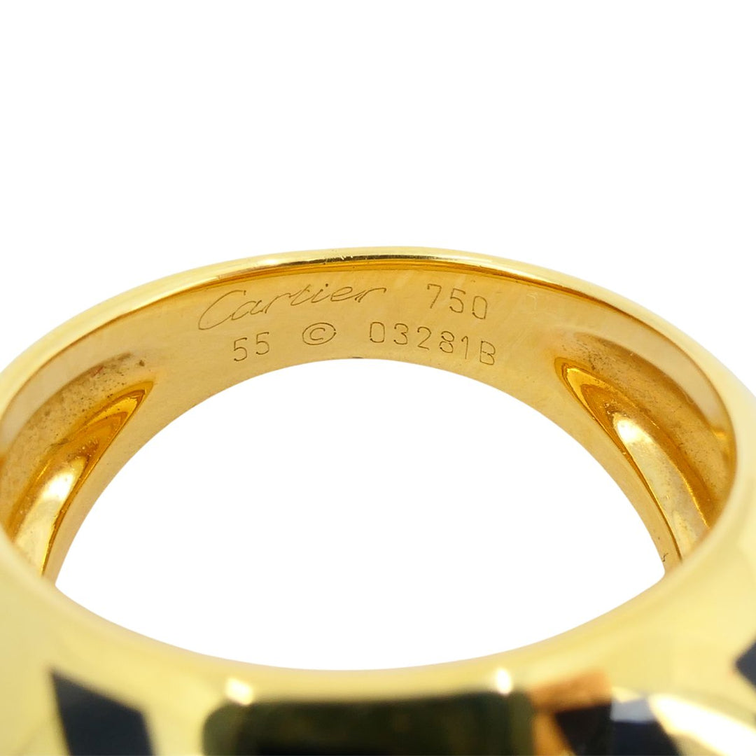 Vintage Cartier Panthere 18k Gold Enamel Bombe Dome Ring