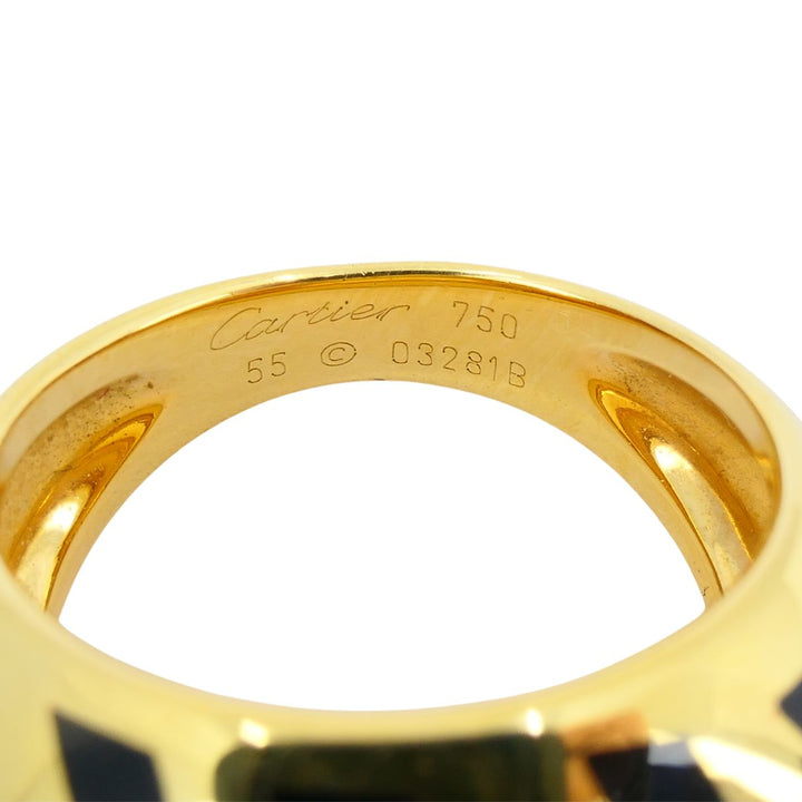 Vintage Cartier Panthere 18k Gold Enamel Bombe Dome Ring