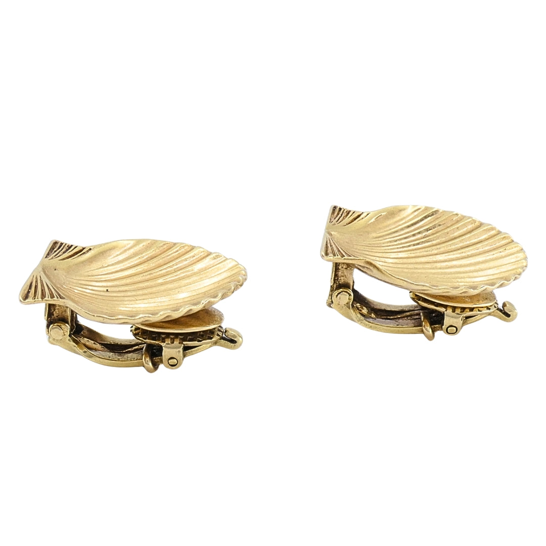 Cartier 14k Gold Shell Vintage Clip-On Earrings