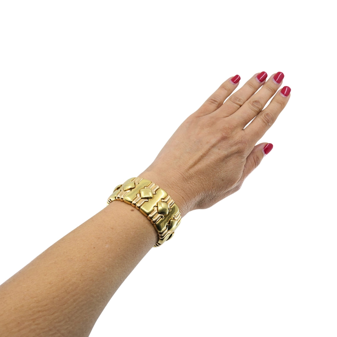 Chopard 18k Gold Multicolor Flexible Diamond Pavé Cuff Bracelet, 1970s