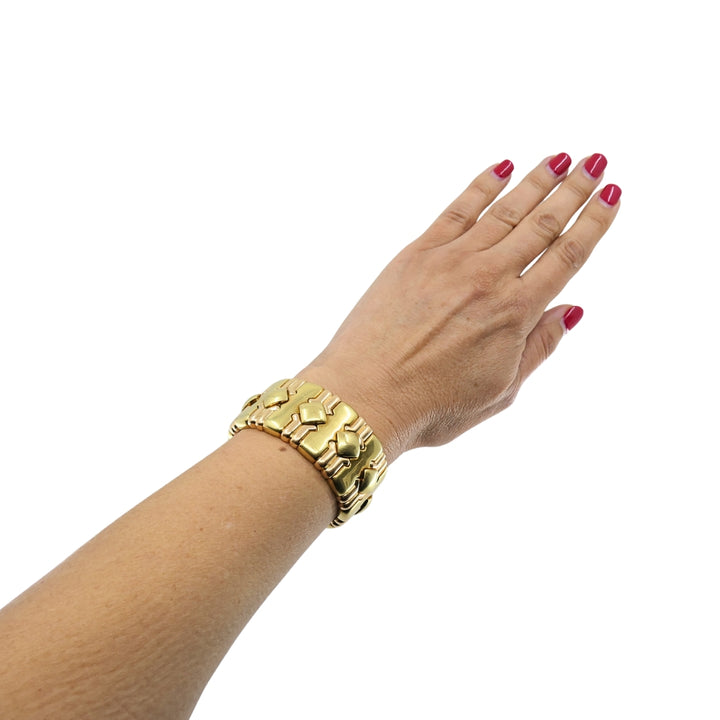 Chopard 18k Gold Multicolor Flexible Diamond Pavé Cuff Bracelet, 1970s