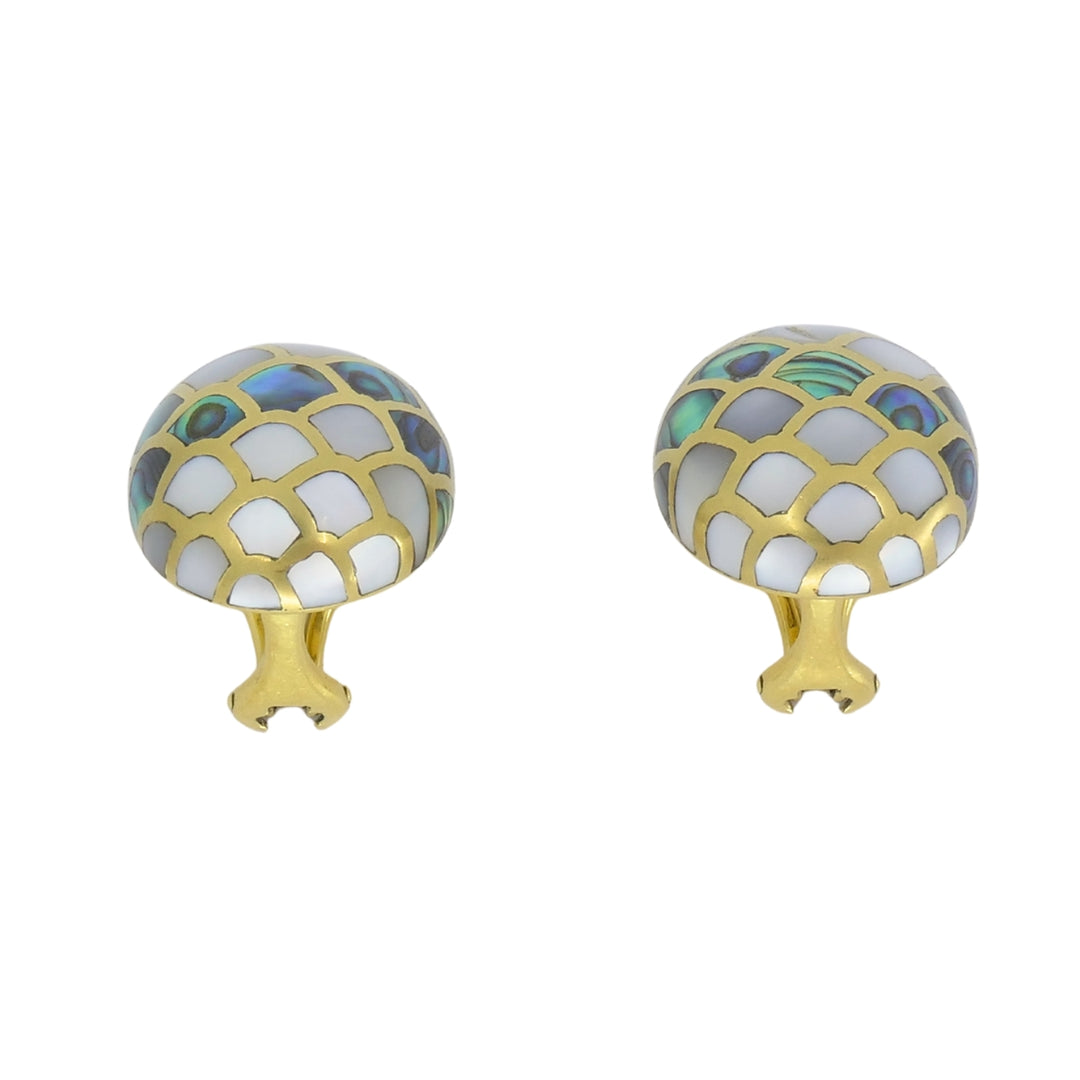 Angela Cummings 18k Gold Abalone Shell Clip On Earrings