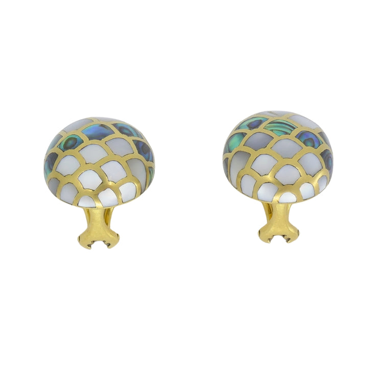 Angela Cummings 18k Gold Abalone Shell Clip On Earrings