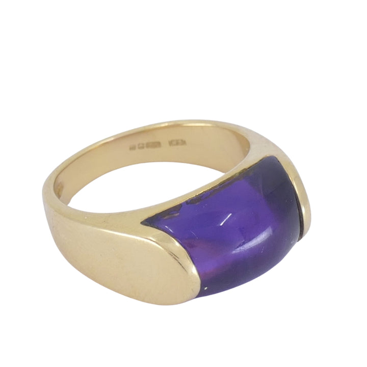 Vintage Bvlgari Tronchetto 18k Gold Amethyst Ring, Size 6.5