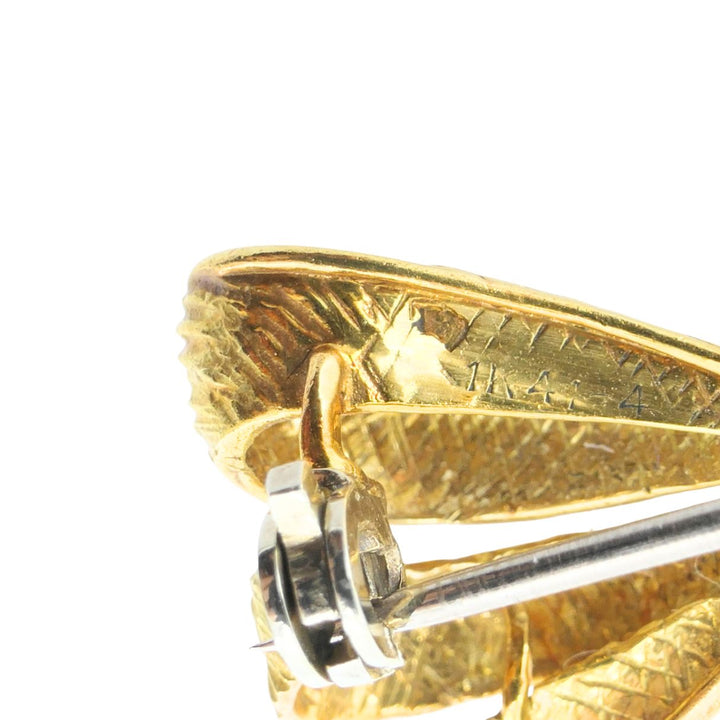 Vintage Van Cleef & Arpels French 18k Yellow Gold Textured Bow Brooch