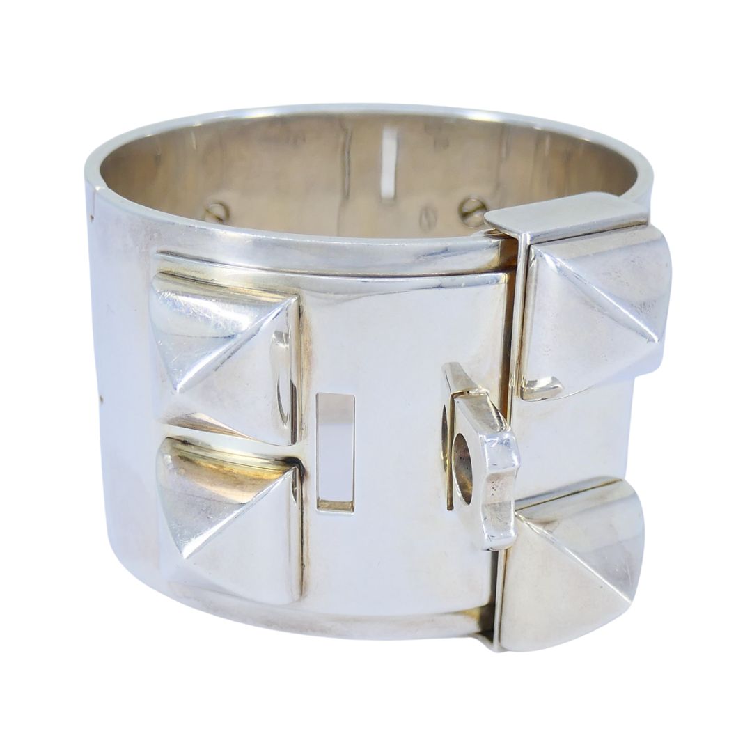 Hermès Sterling Silver Collier de Chien Cuff Bracelet