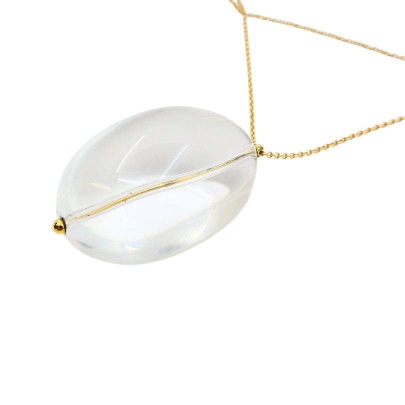 Crystal Rock Pendant 18k Gold Chain Necklace