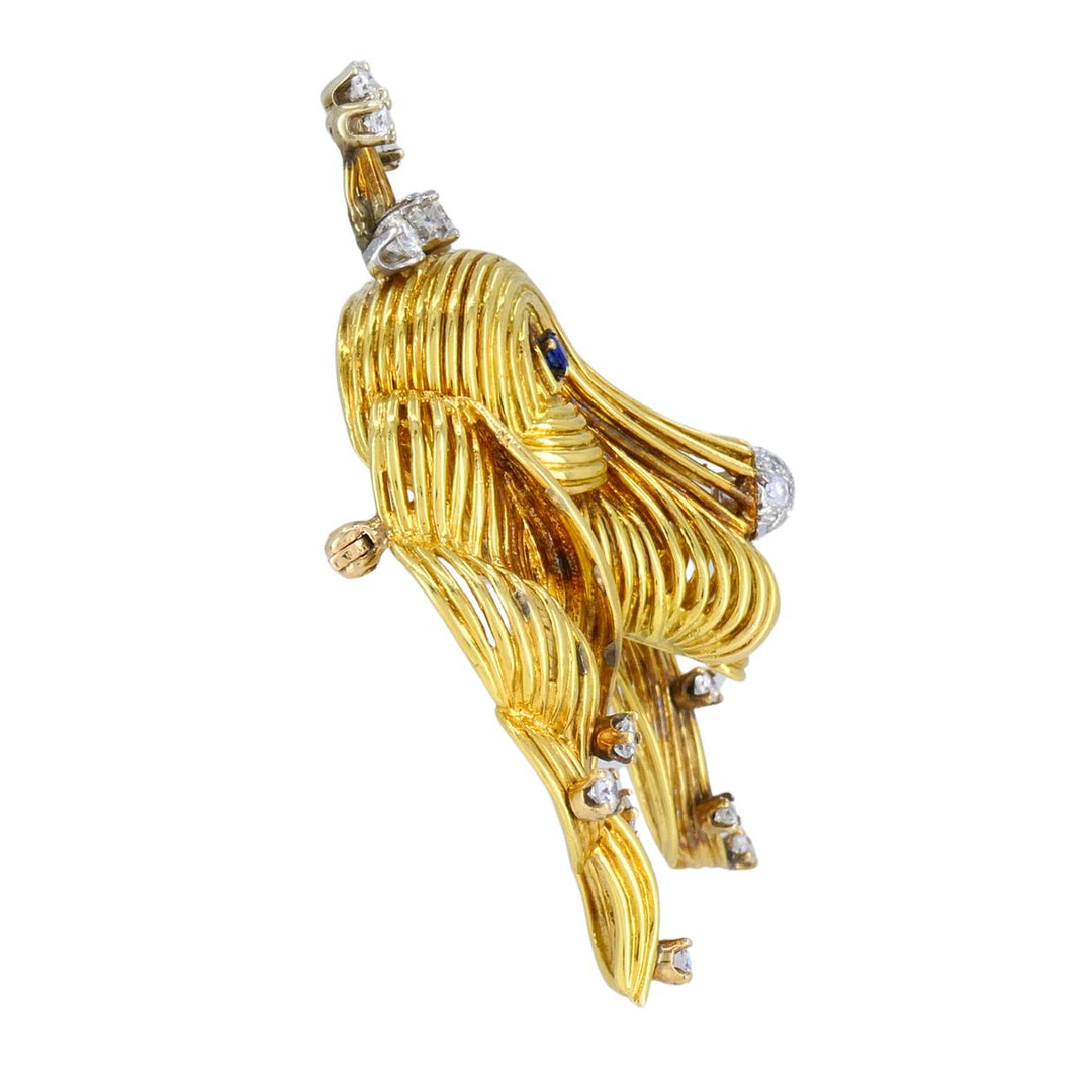 Vintage Tiffany & Co. 18k Gold Sapphire and Diamond Dog Brooch