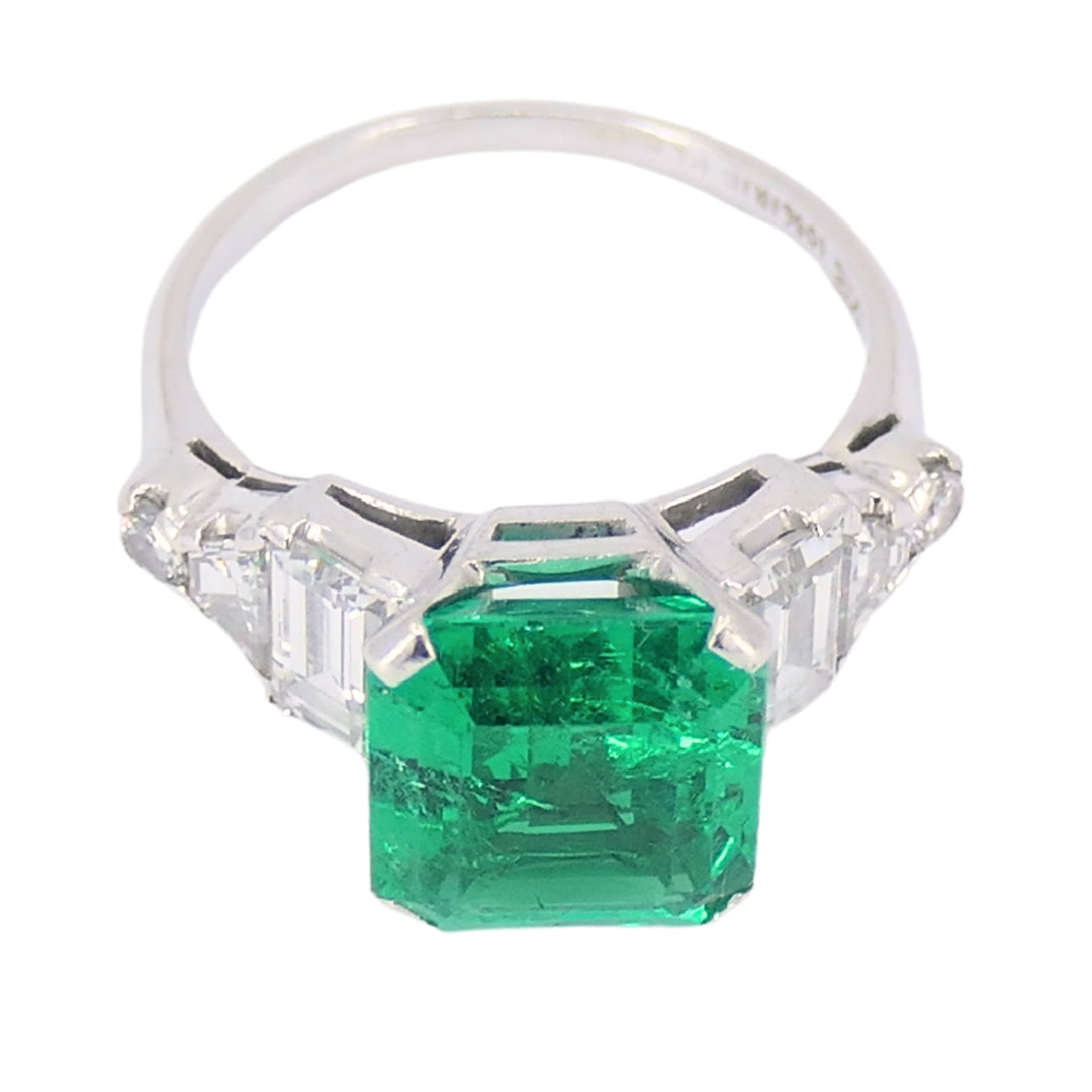 Colombian Emerald Engagement Ring GIA Platinum Diamond