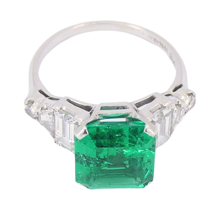 Colombian Emerald Engagement Ring GIA Platinum Diamond