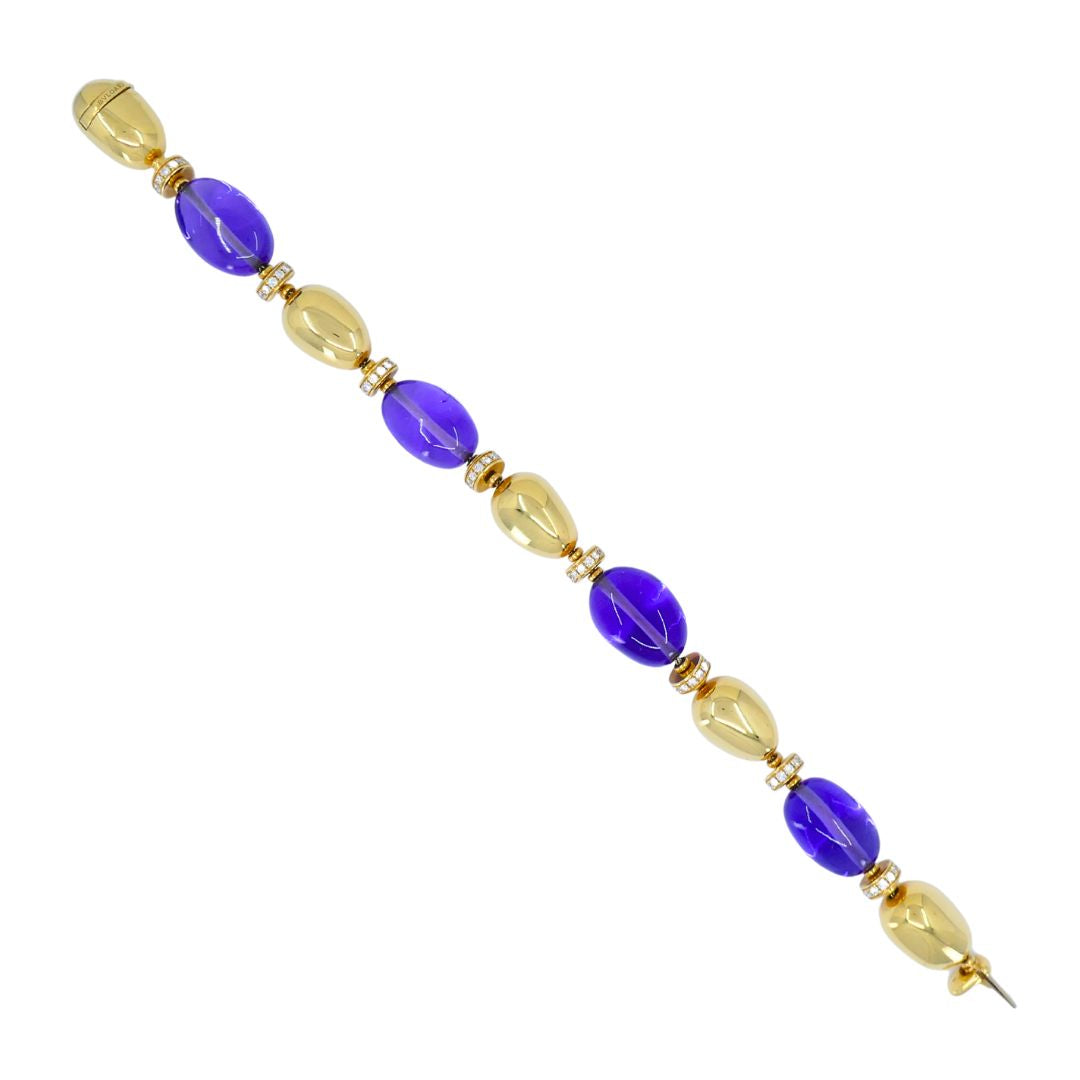 Bvlgari 18k Gold Amethyst Diamond Sassi Bracelet