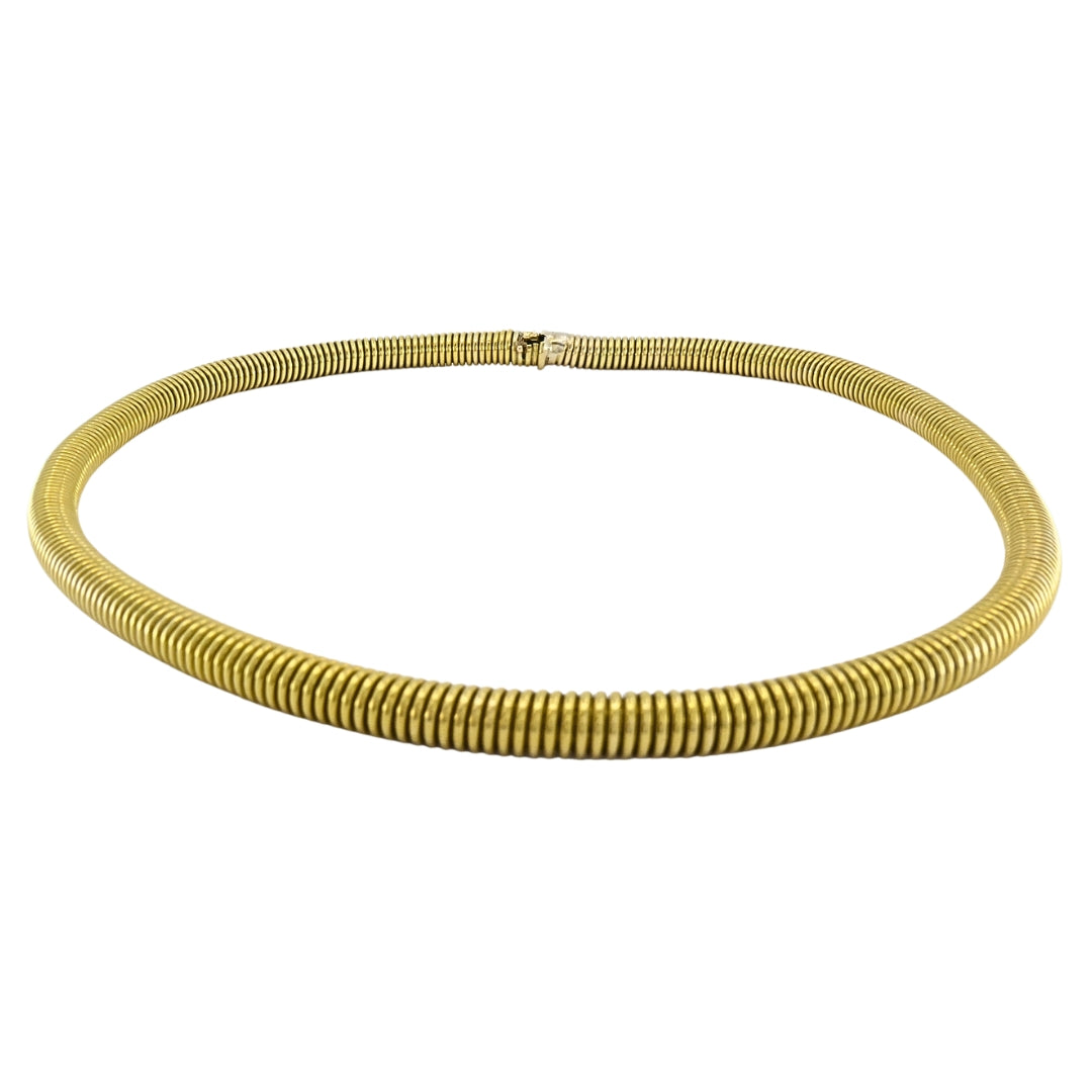 Vintage French 18k Gold Tubogas Coil Necklace