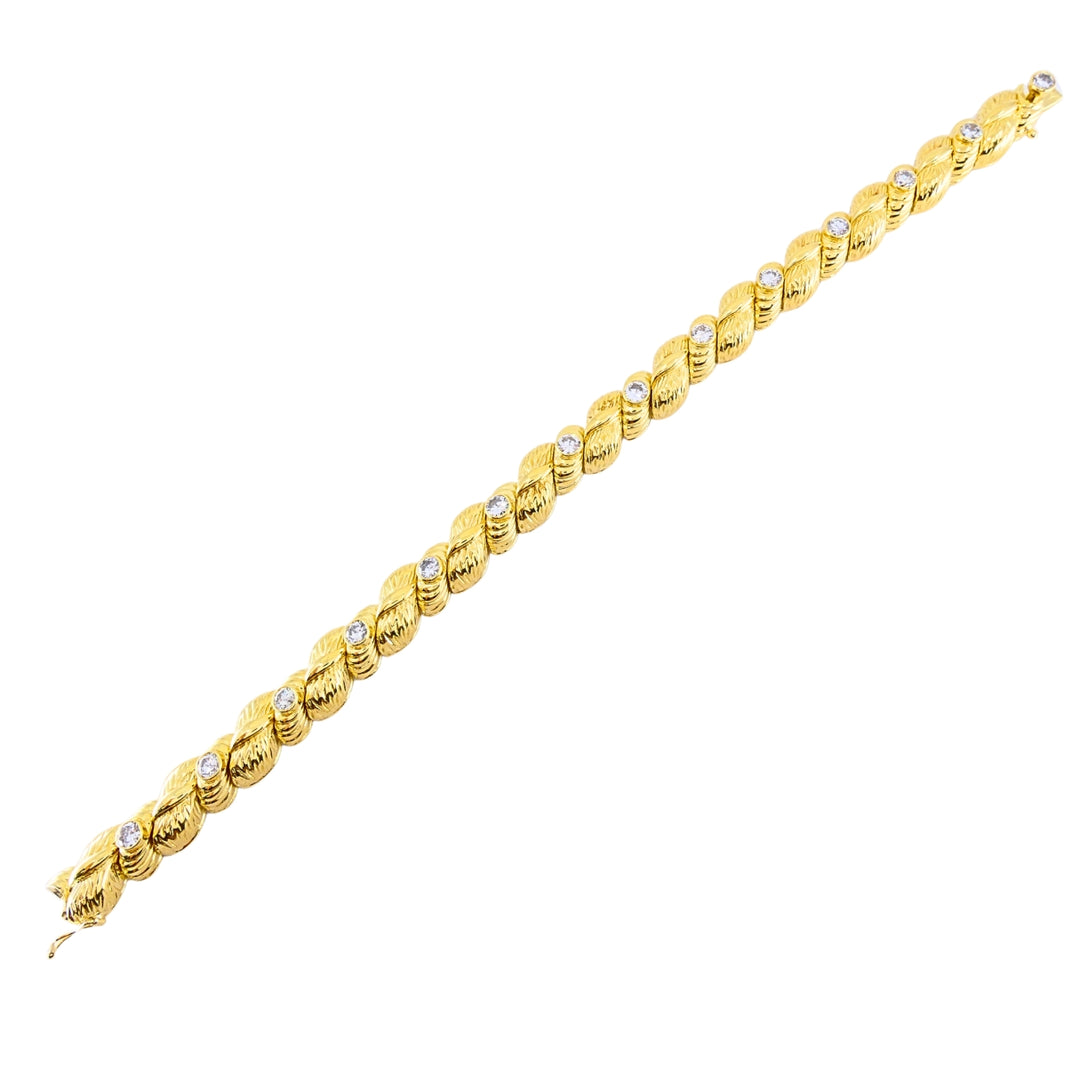 Vintage Van Cleef & Arpels 18k Gold Diamond Leaf Link Bracelet