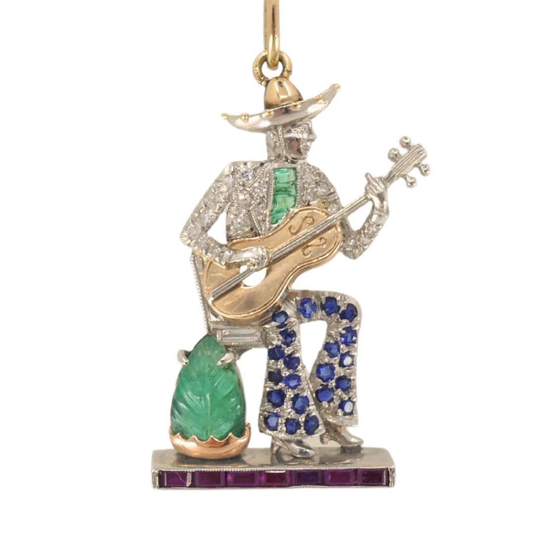 Antique 14k Gold Enamel Chain Necklace Platinum Pendant