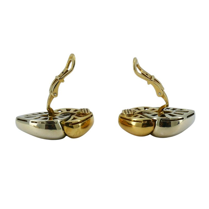 Bulgari Doppio Cuore Two-tone 18k Gold Clip Earrings