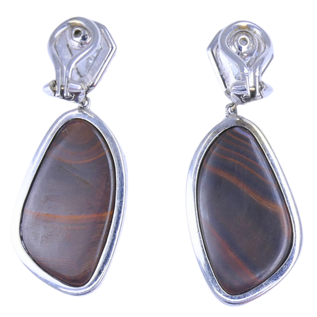 Spectacular Australian Boulder Opal Diamond 18K White Gold Drop Earrings – Electric Blue & Green