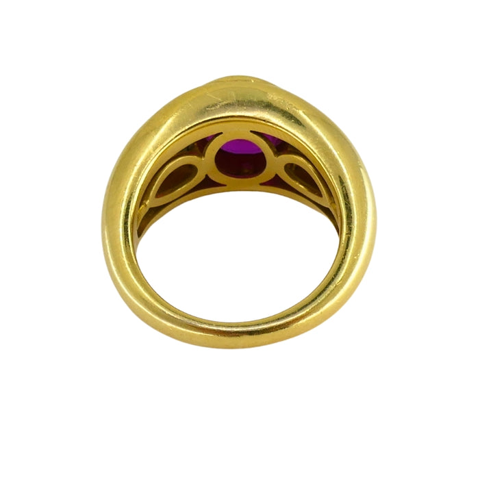 Bvlgari Bulgari Band Ring 18k Gold Cabochon Ruby Diamond AGL Certificate