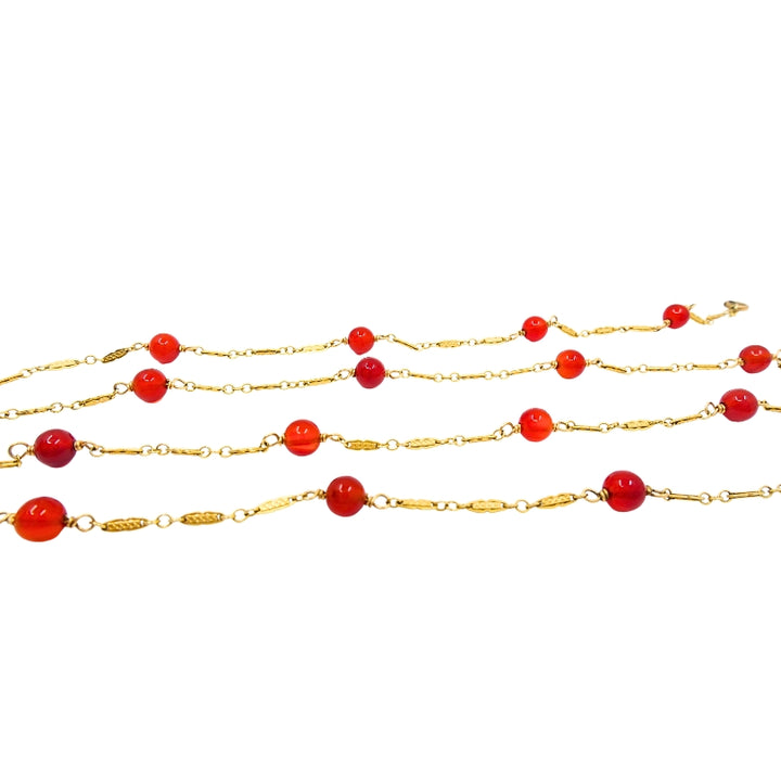 Vintage 14k Gold Carnelian Bead Necklace
