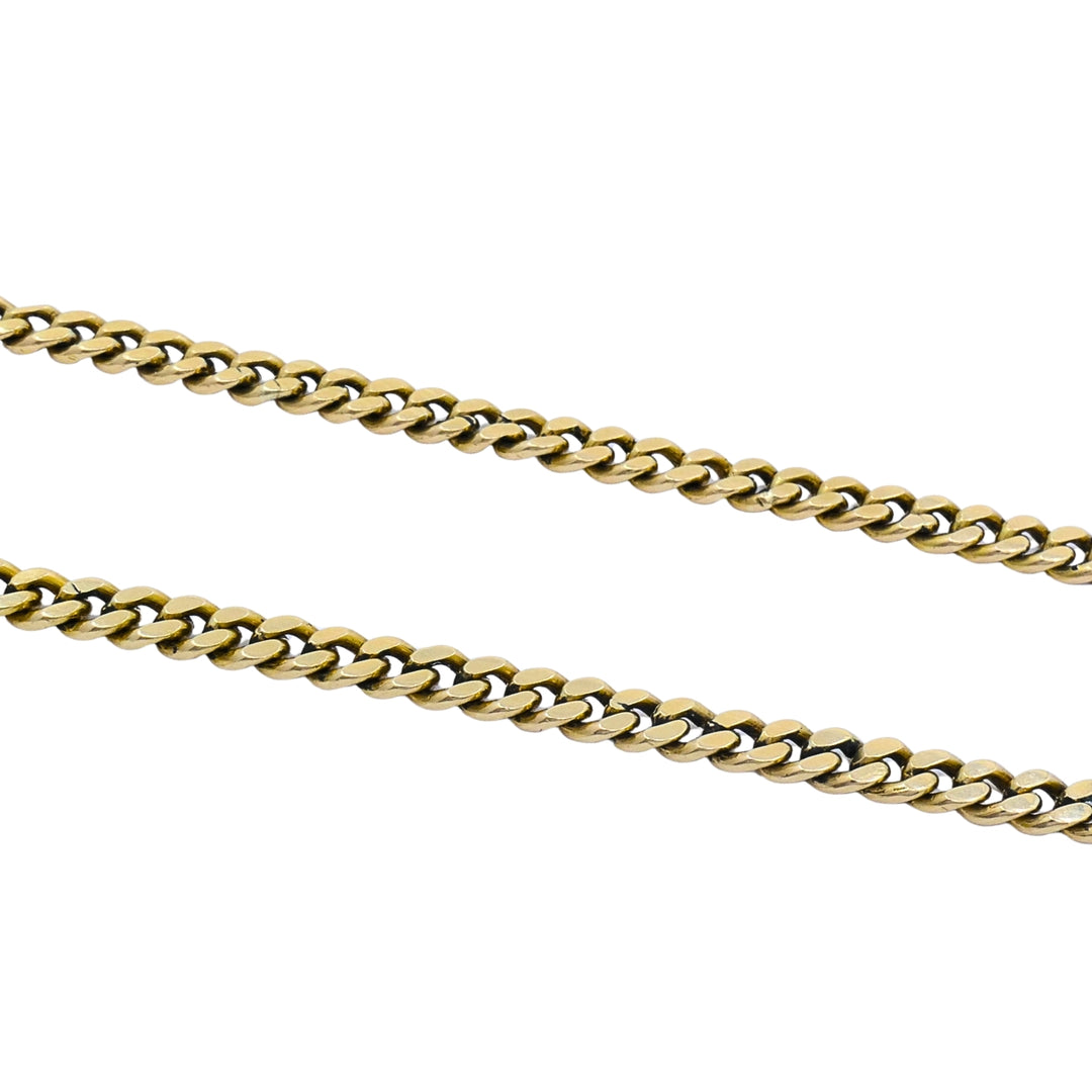 Antique 14k Gold Curb Link Necklace with Hook Clasp, Dated 1918