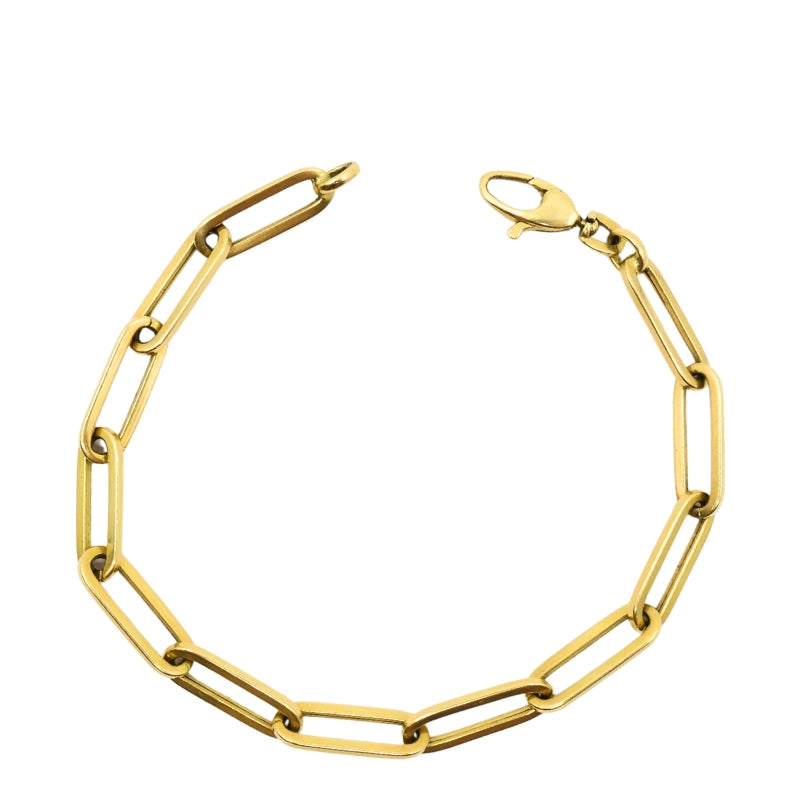 1970s Vintage Chain Bracelet 14k Gold Rectangular Links